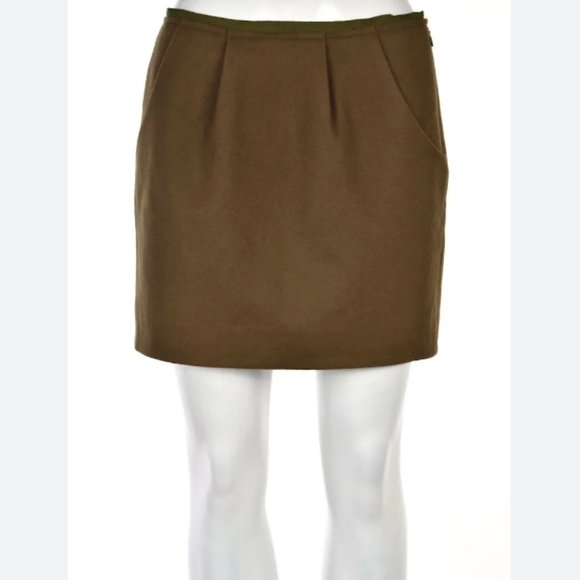 J. Crew Olive Green Felted Wool Mini Skirt - Picture 1 of 6